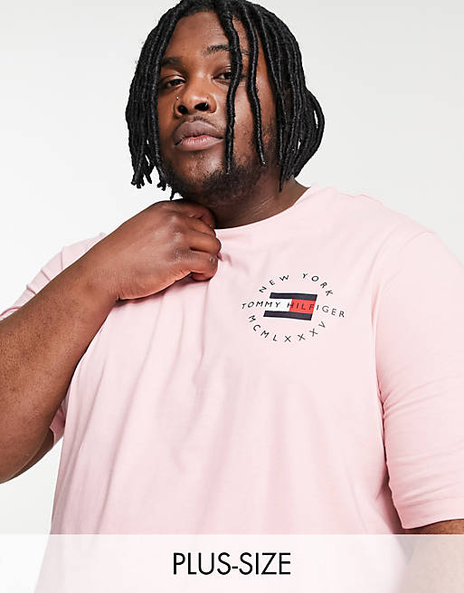Tommy Hilfiger Big & Tall circle chest logo T-shirt in glacier pink | ASOS