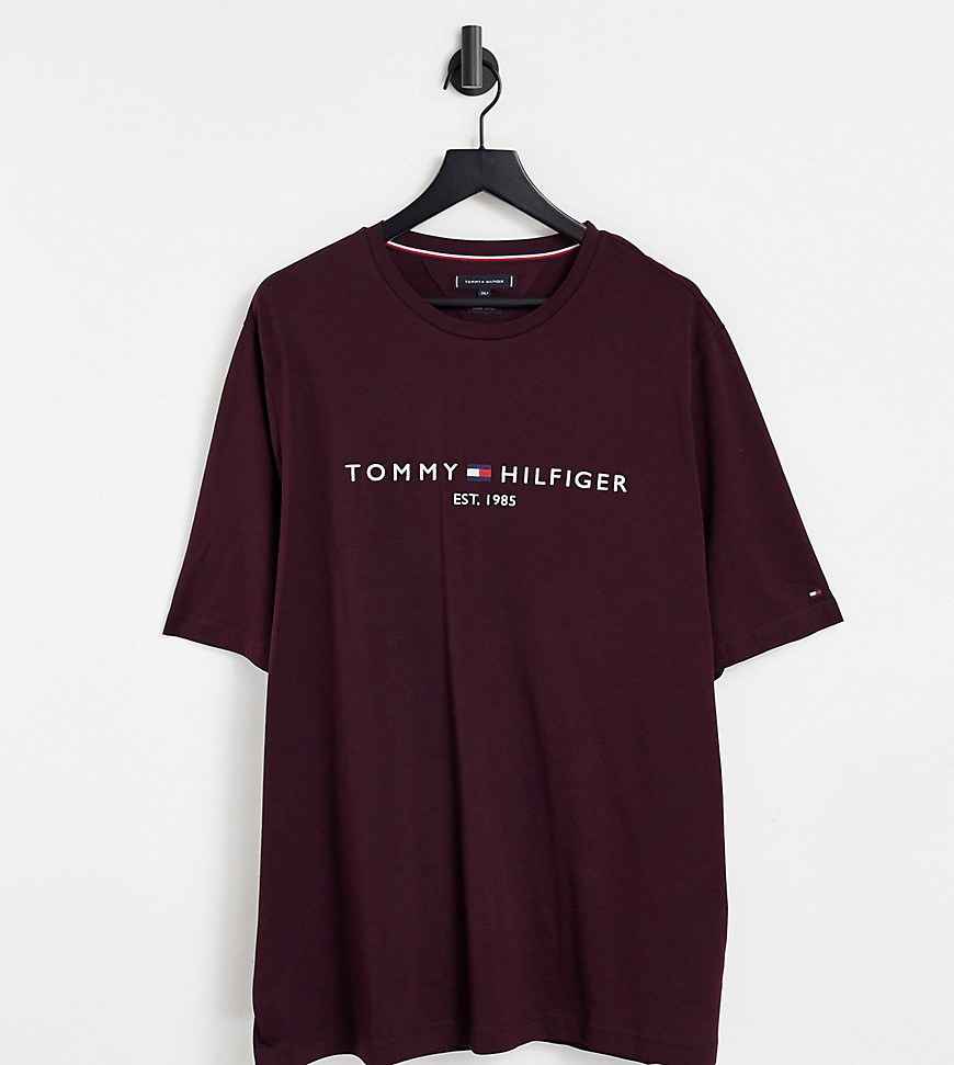Tommy Hilfiger Big & Tall classic logo t-shirt in burgundy-Red