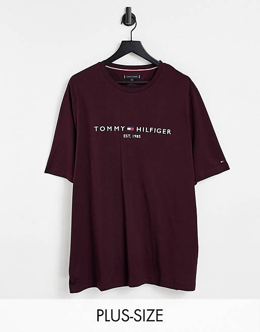 Tommy Hilfiger Big & Tall classic logo t-shirt in burgundy