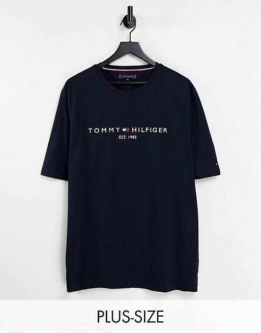Tommy Hilfiger Big & Tall classic logo t-shirt in navy