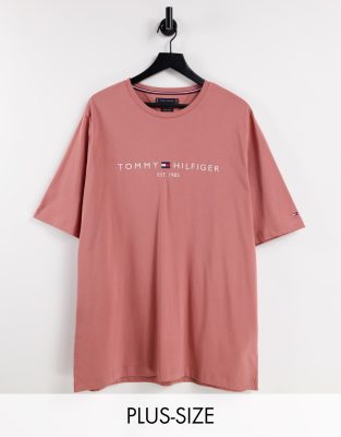 Tommy Hilfiger Big \u0026 Tall classic logo T-shirt in orange | ASOS