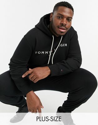 Tommy Hilfiger Big & Tall core logo hoodie in black