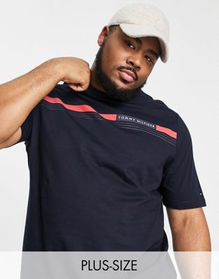 Tommy Hilfiger Big & Tall corp chest stripe logo t-shirt in navy