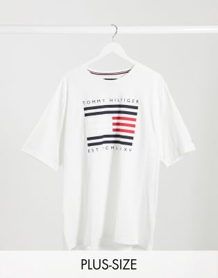 tommy jeans coloured lines logo tee white