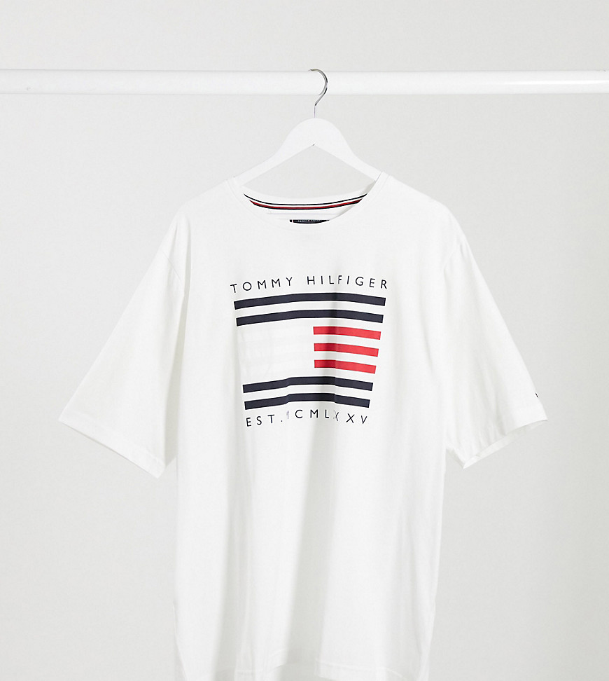 Tommy Hilfiger Big & Tall corp flag lines logo t-shirt in white