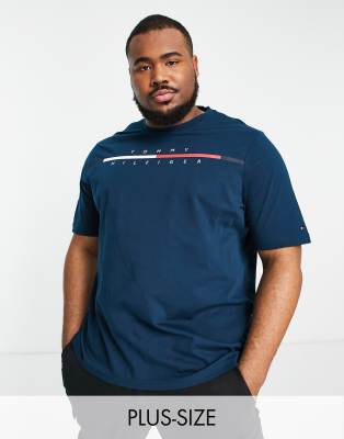 Tommy Hilfiger Big & Tall corp split logo t-shirt in blue