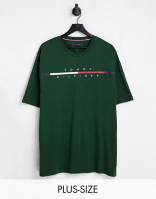 Tommy Hilfiger Big & Tall corp split logo t-shirt in khaki