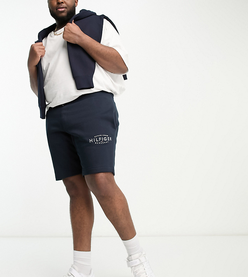 Tommy Hilfiger Big & Tall curve logo shorts in navy