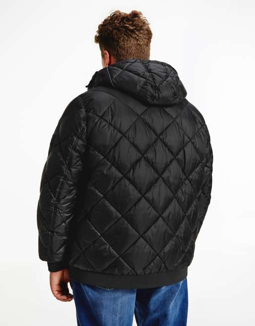 sig selv ler vil gøre Tommy Hilfiger Big & Tall diamond quilted hooded puffer jacket in black |  ASOS