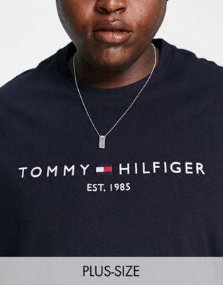 Tommy Hilfiger Big & Tall embroidered logo t-shirt in navy