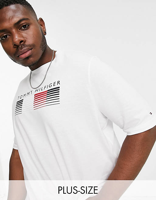 Tommy Hilfiger Big & Tall faded chest flag t-shirt in white