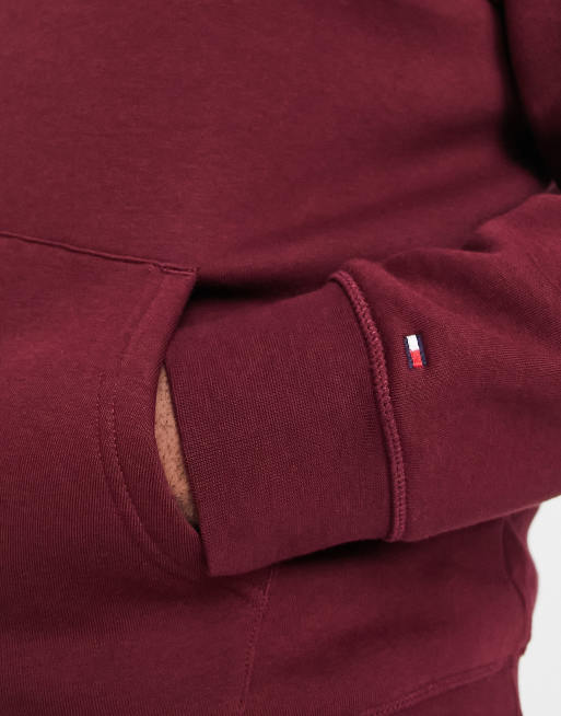 Tommy Hilfiger Big & Tall - Felpa con cappuccio in misto cotone bordeaux con ricamo del logo , 4 di 4