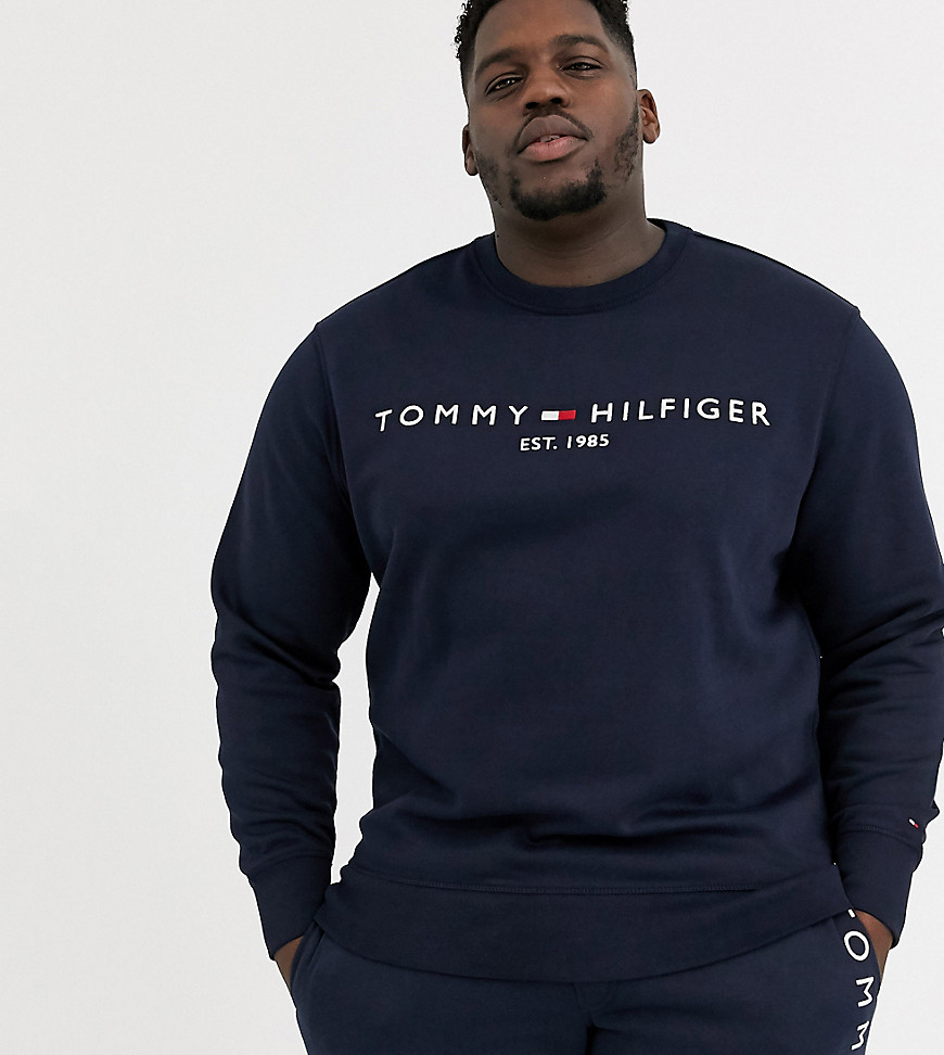 Tommy Hilfiger Big & Tall - Felpa con logo classica blu navy