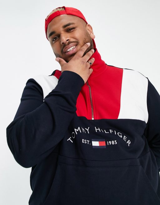 Felpa color block tommy hilfiger outlet