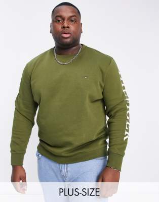 Tommy Hilfiger Big \u0026 Tall flag and sleeve logo sweatshirt in green | ASOS