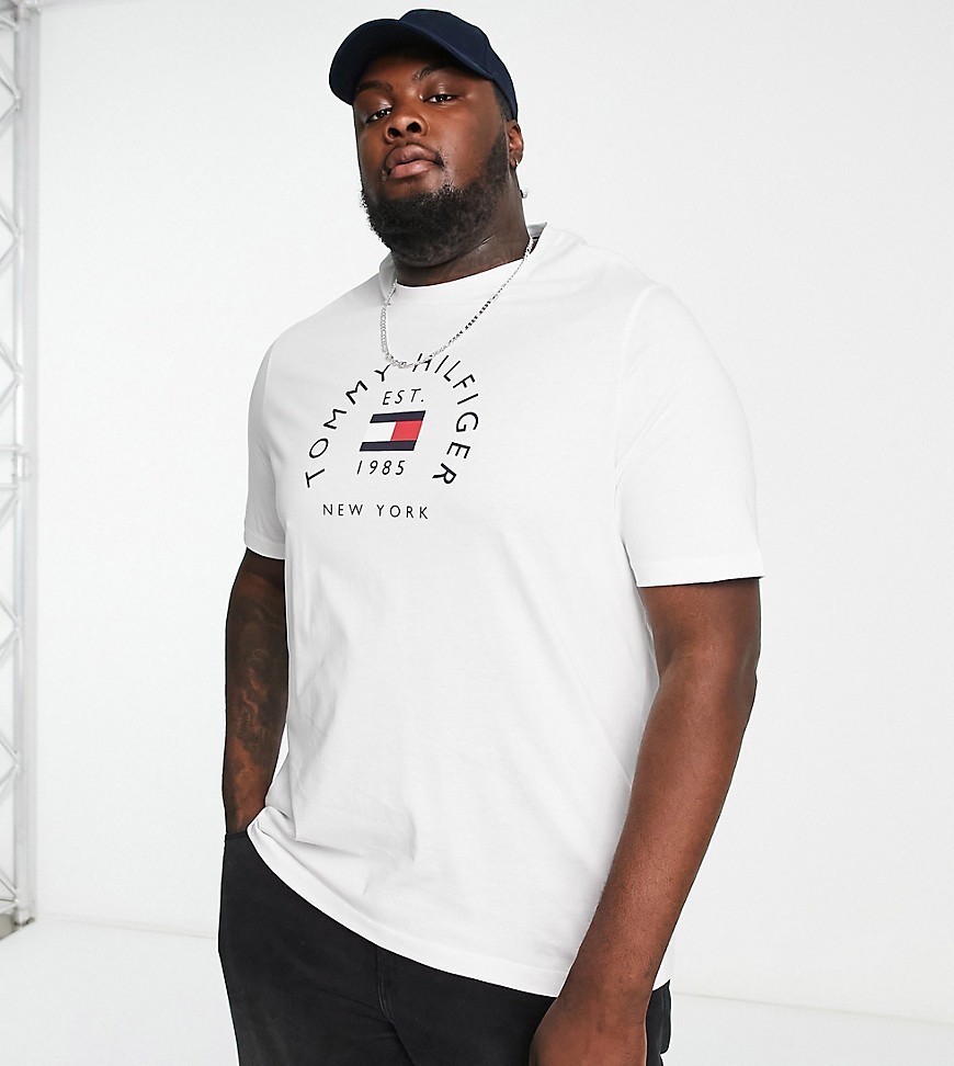 Tommy Hilfiger Big & Tall flag arch logo cotton T-shirt in white
