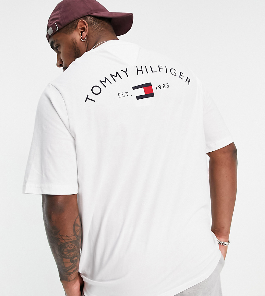 Tommy Hilfiger Big & Tall flag logo back print t-shirt in white