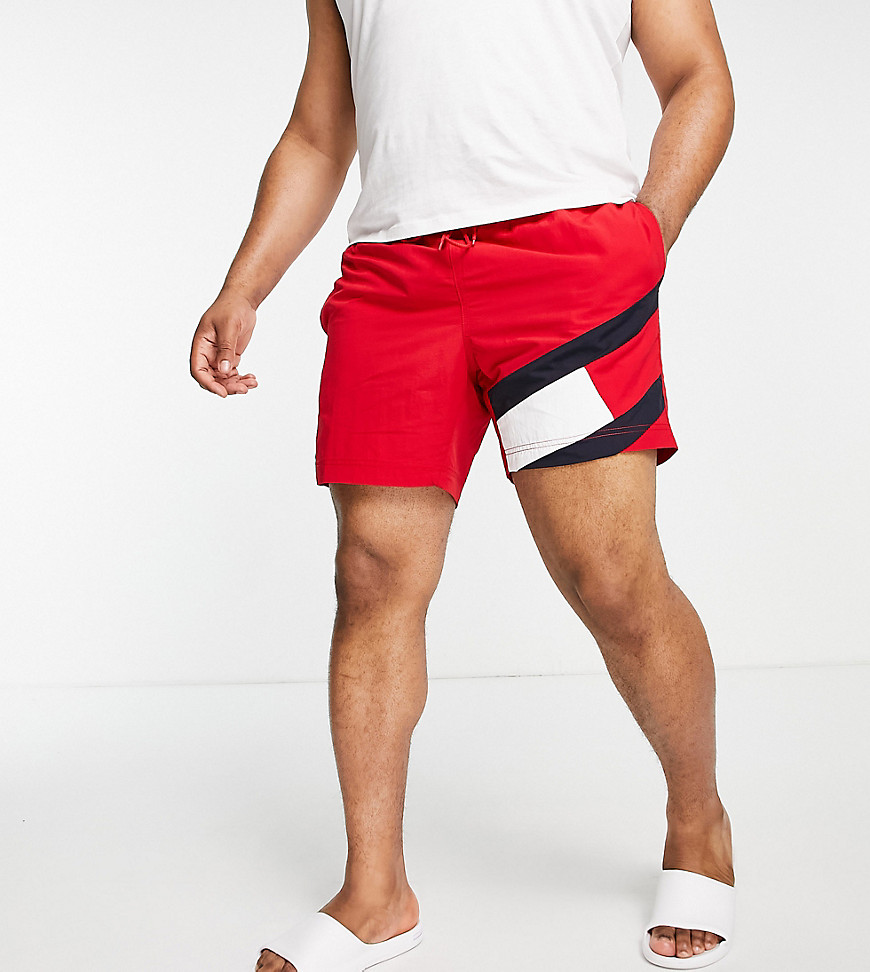Tommy Hilfiger Big & Tall flag swim shorts in red