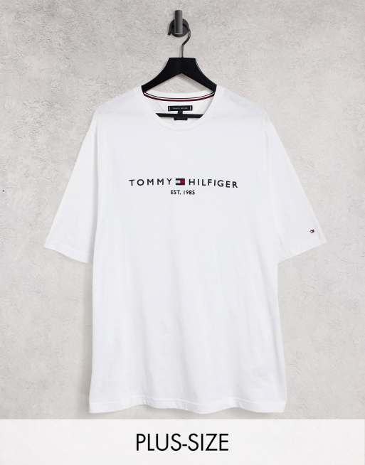 Tommy Hilfiger Big & Tall - Hvid T-shirt med klassisk logo