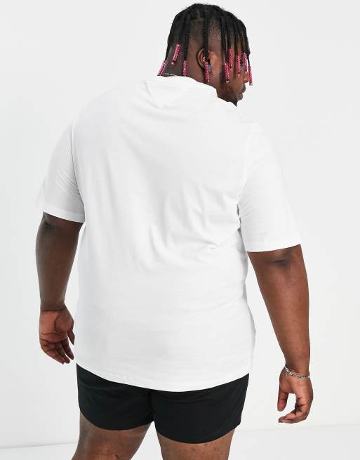 Tommy Hilfiger Big & Tall - Hvid T-shirt med logostribe på brystet, 2 af 4