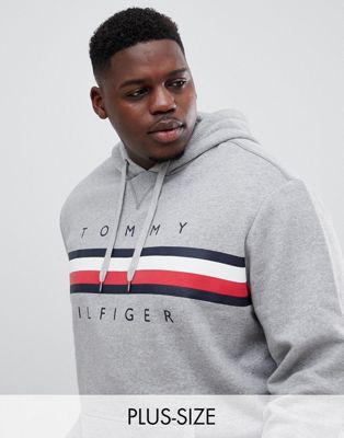 tommy hilfiger icon stripe logo print hoodie