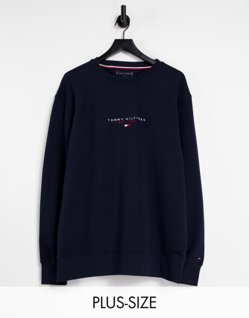 Tommy Hilfiger Big Tall icon logo essential crewneck sweatshirt in desert sky navy