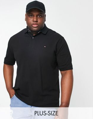 Tommy Hilfiger Big & Tall icon logo pique polo shirt in black