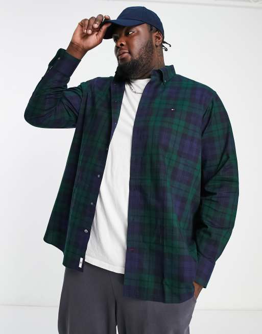 Tommy Hilfiger Big & Tall - Langærmet skjorte med grønne skotsktern