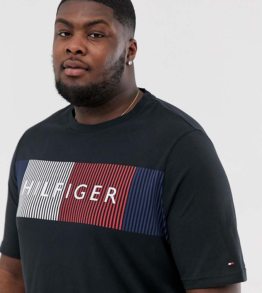 Tommy Hilfiger Big & Tall large flag logo t-shirt in black
