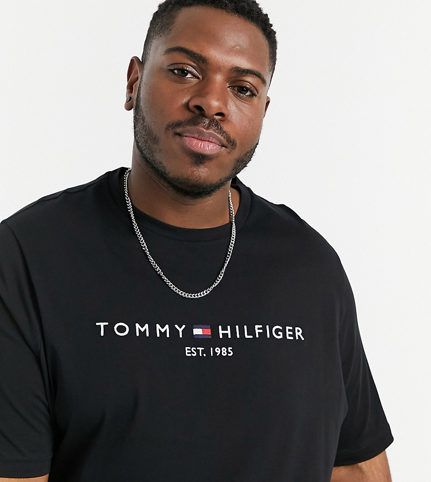 Tommy Hilfiger Big & Tall logo t-shirt in black