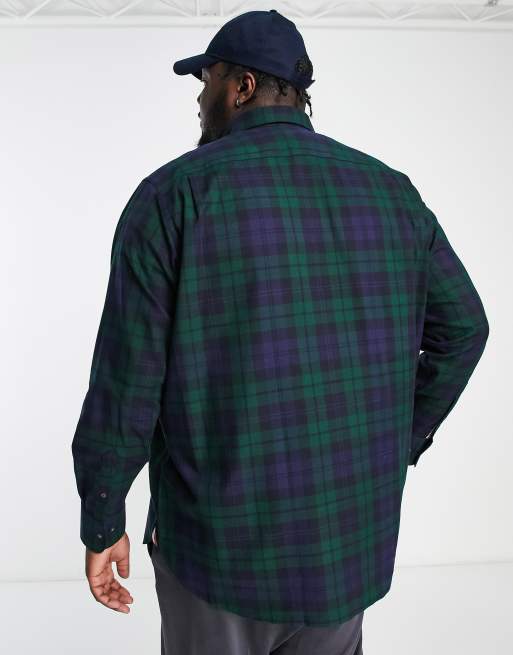 Men´s Vintage Tommy Hilfiger Green Checks Plaid Long Sleeve Shirt