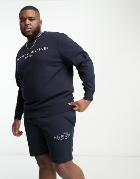 Tommy Hilfiger - Big & Tall - Marineblå sweatshirt med centreret logo - view 1