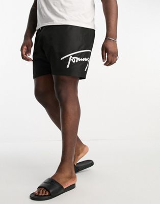 Tommy Hilfiger Big & Tall Medium Drawstring Swim Shorts In Black