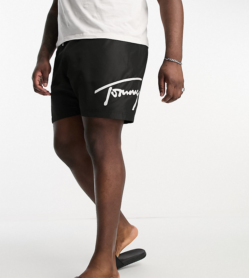 Tommy Hilfiger Big & Tall Medium Drawstring Swim Shorts In Black