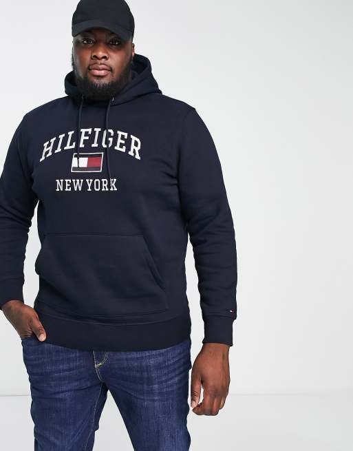 Tommy Hilfiger Big & Tall monogram hoodie in navy AOP