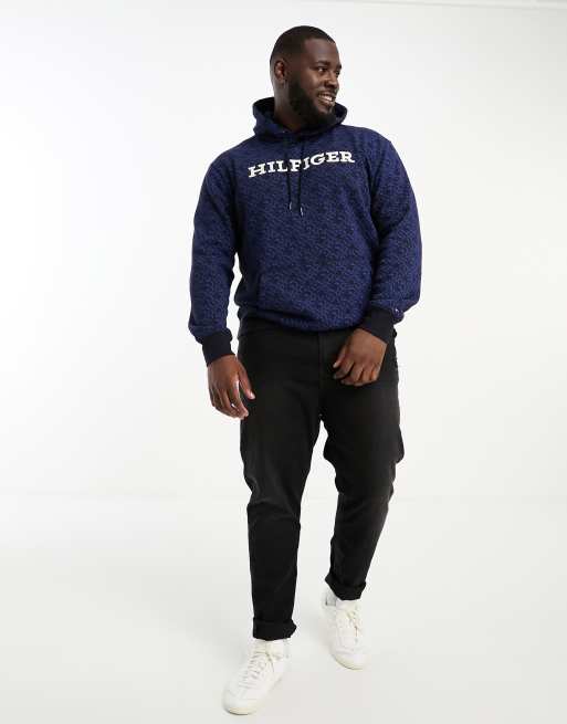 Tommy Hilfiger Big & Tall monogram hoodie in navy all over print, 2 of 4