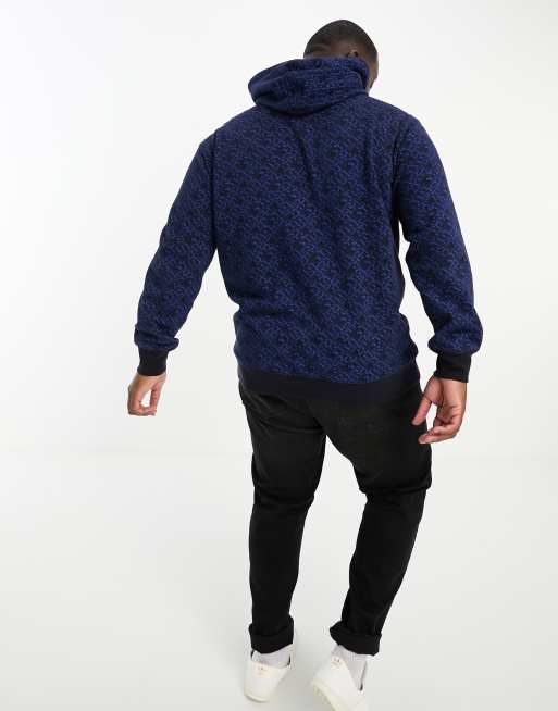 Tommy Hilfiger Big & Tall monogram hoodie in navy AOP