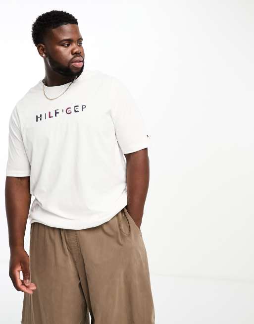 Tommy Hilfiger Big & Tall white t-shirt in | logo monotpye ASOS