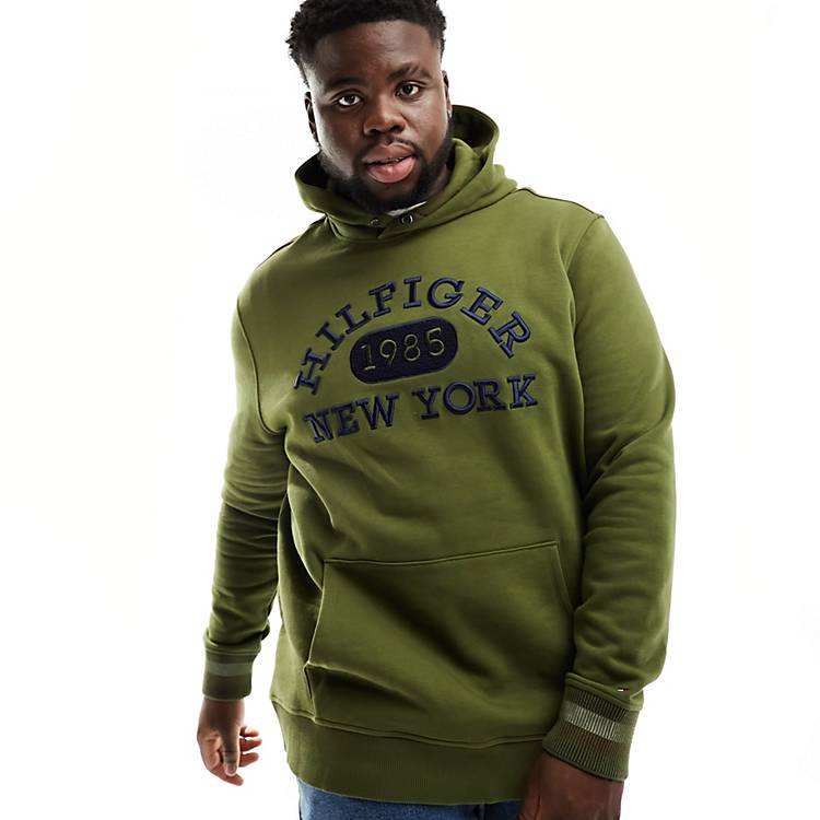 Tommy Hilfiger Big & Tall monotype collegiate hoodie in green | ASOS