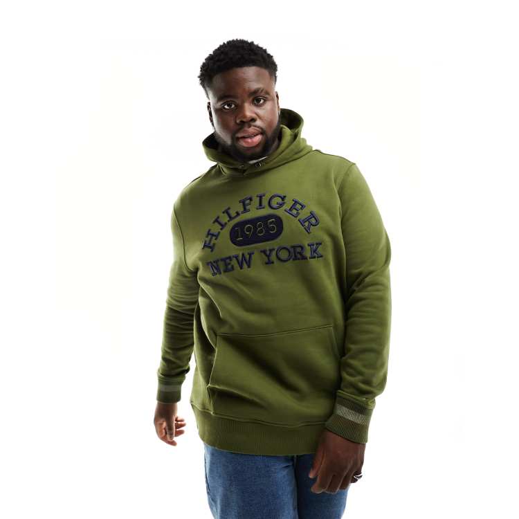 | Hilfiger hoodie in collegiate Tommy ASOS green Tall Big & monotype