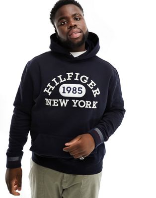 Tommy Hilfiger Big & Tall monotype collegiate hoodie in navy