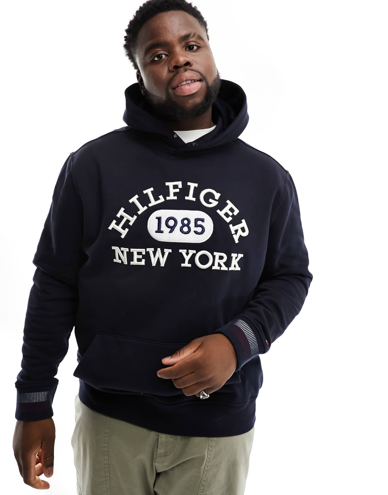 Толстовка Tommy Hilfiger Big &Tall monotype collegiate с капюшоном темно-синего цвета