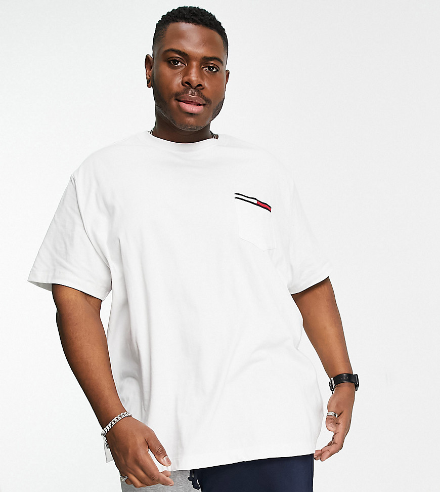 TOMMY HILFIGER BIG & TALL POCKET ICON LOGO T-SHIRT IN WHITE,78E8625-112-US