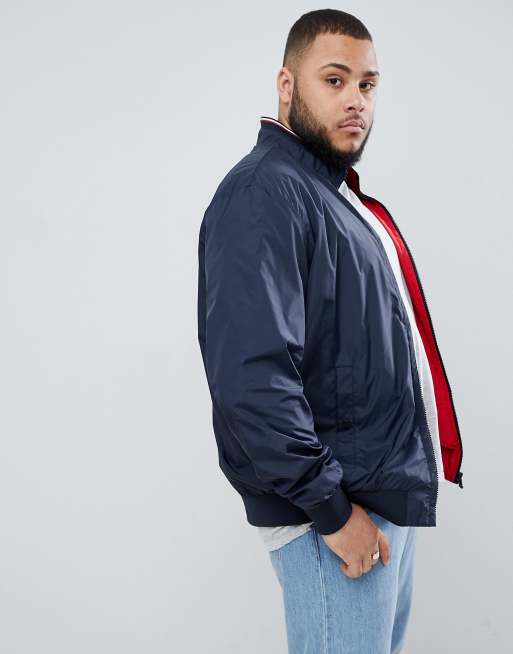 red and blue tommy hilfiger jacket
