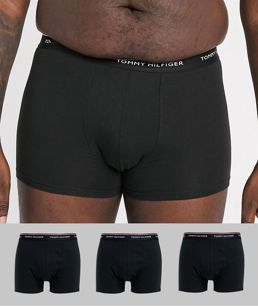 Tommy Hilfiger - Big & tall - Set van 3 boxershorts met stretch in zwart