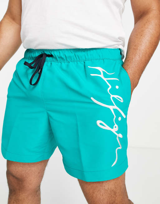 Tommy Hilfiger Big Tall Signature Badeshorts in Petrol ASOS