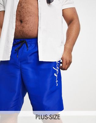 Tommy Hilfiger Big & Tall swim shorts with side script logo in blue