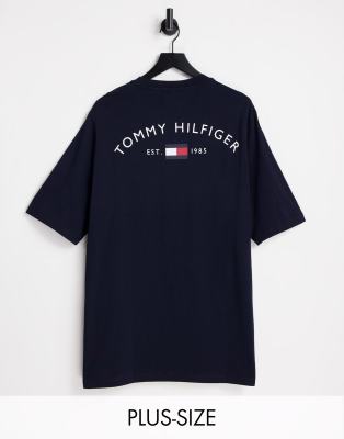 Tommy Hilfiger Big Tall T Shirt in Marineblau mit Bogen und Flaggenlogo hinten ASOS