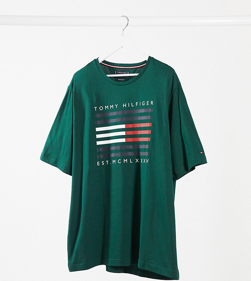 Tommy Hilfiger - Big & Tall - T-shirt met corp vlaglogo in groen