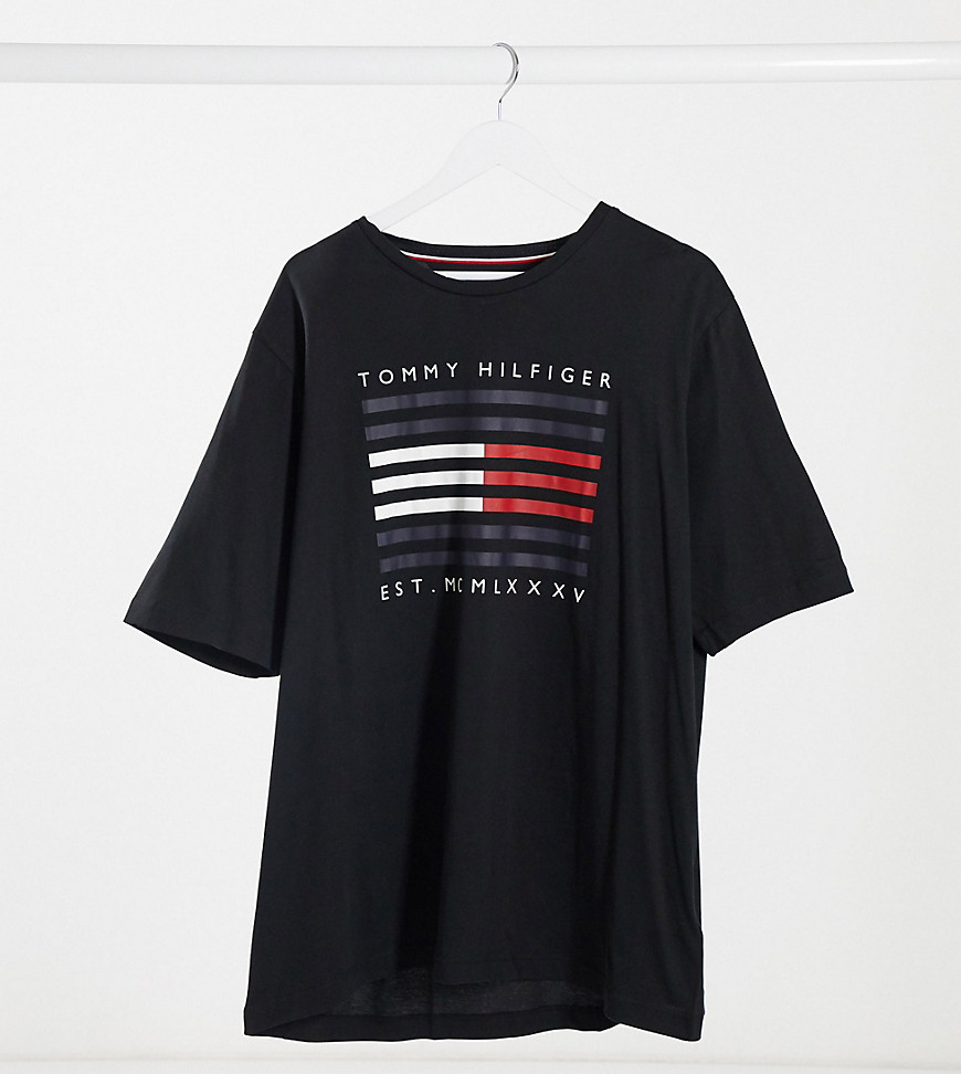 Tommy Hilfiger - Big & Tall - T-shirt met corp vlaglogo in zwart